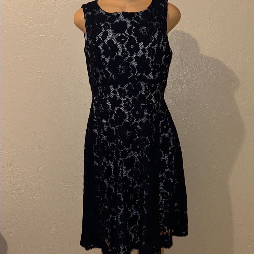 Danny & Nicole Black Floral Lace Midi Dress